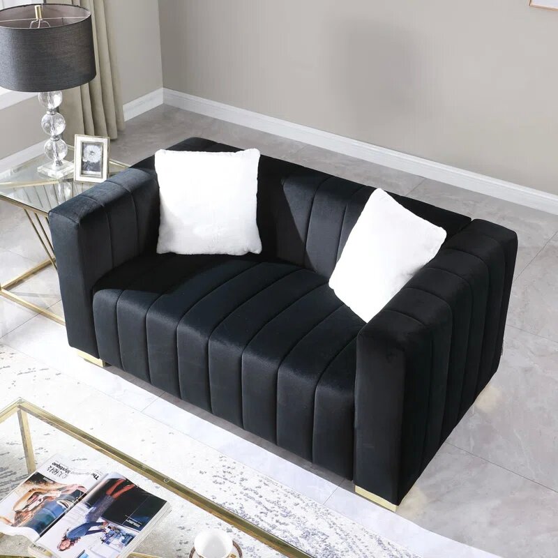 Black Velvet Loveseat