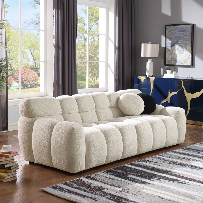 boucle fabric cloud sofa